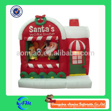 christmas decoration house inflatable christmas santa claus workshop